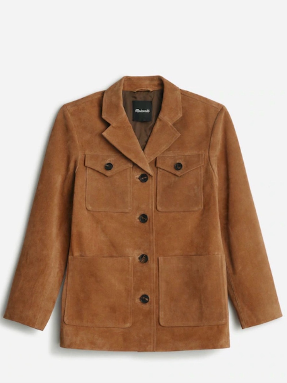 Madewell Suede Chore Blazer in Cognac Brown